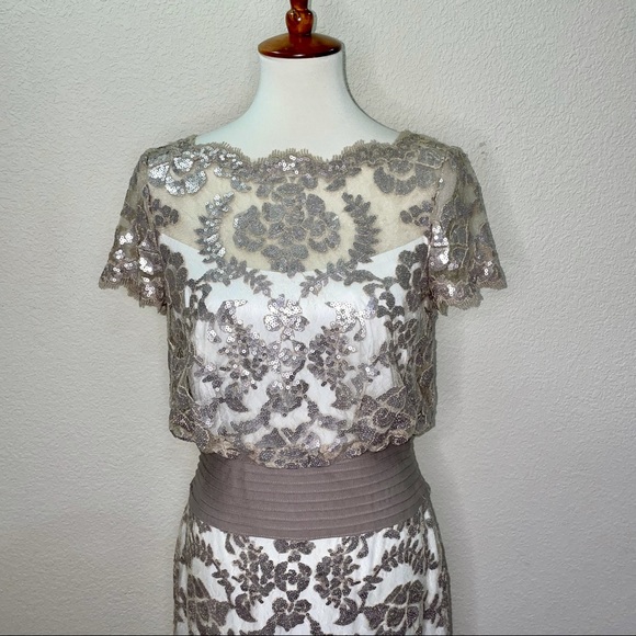 NWOT Tadashi Shoji Blouson Waist Lace Dress Size 8 - Picture 3 of 10